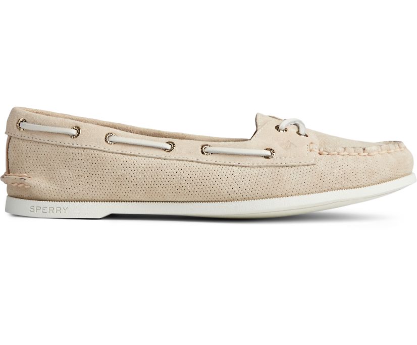 Sperry Authentic Original Skimmer Pin Perforated Boat Shoes - Women's Boat Shoes - White [MR8570392]
